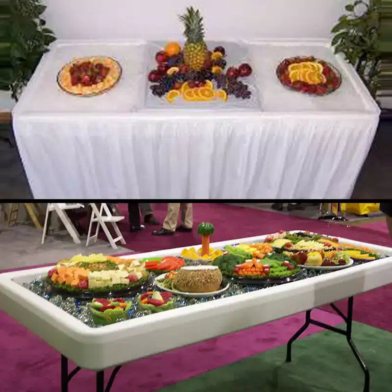 Table pliante de 1,2 m pour fête, bac à glace, avec jupe - Noir