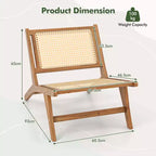 Costway Lot de 1 ou 2 chaises en bois de teck style Mid-Century avec assise et dossier en rotin tissé à la main