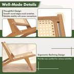 Costway Lot de 1 ou 2 chaises en bois de teck style Mid-Century avec assise et dossier en rotin tissé à la main