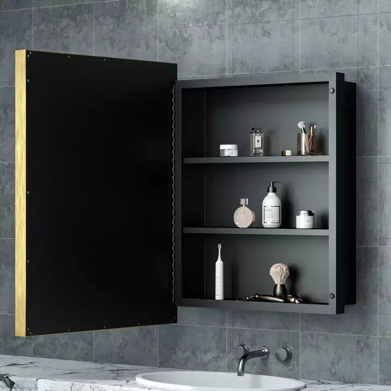Armoire à pharmacie Keonjinn21 de 21 po l. x 27 po h. avec miroir, encastrée/en surface, à cadre métallique rectangulaire
