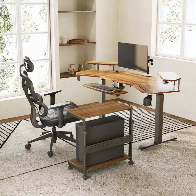 Chariot CPU mobile EUREKA ERGONOMIC à hauteur réglable avec tapis de souris
