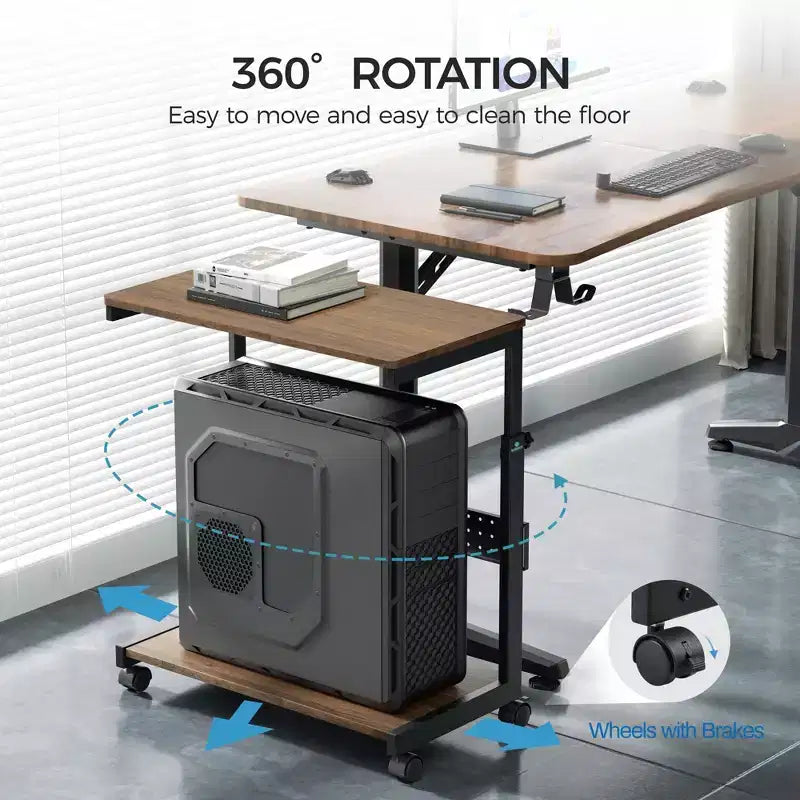 Chariot CPU mobile EUREKA ERGONOMIC à hauteur réglable avec tapis de souris