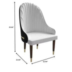 Chaise de salle à manger à dossier haut LeisureMod Elara, revêtement en cuir avec motif ondulé, cadre en bois d'hévéa et accents dorés pour salle à manger