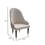 Chaise de salle à manger à dossier haut LeisureMod Elara, revêtement en cuir avec motif ondulé, cadre en bois d'hévéa et accents dorés pour salle à manger