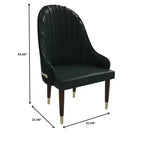 Chaise de salle à manger à dossier haut LeisureMod Elara, revêtement en cuir avec motif ondulé, cadre en bois d'hévéa et accents dorés pour salle à manger