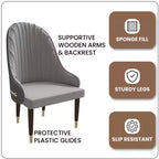 Chaise de salle à manger à dossier haut LeisureMod Elara, revêtement en cuir avec motif ondulé, cadre en bois d'hévéa et accents dorés pour salle à manger