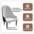 Chaise de salle à manger à dossier haut LeisureMod Elara, revêtement en cuir avec motif ondulé, cadre en bois d'hévéa et accents dorés pour salle à manger