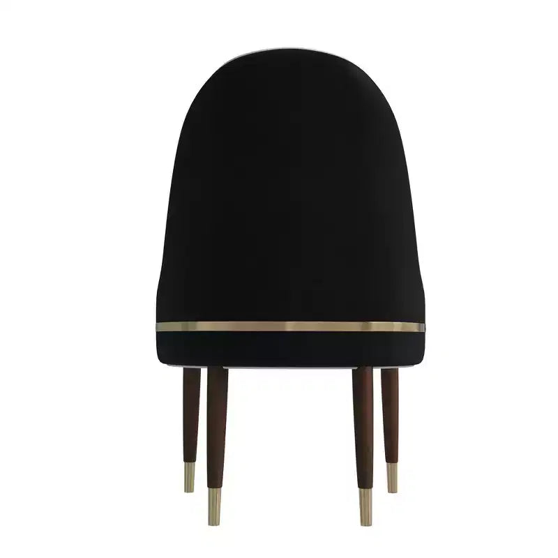 Chaise de salle à manger à dossier haut LeisureMod Elara, revêtement en cuir avec motif ondulé, cadre en bois d'hévéa et accents dorés pour salle à manger