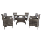 SAFAVIEH Outdoor Sambula, ensemble de salle à manger de patio 7 pièces - 47Wx47Dx29H