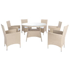 SAFAVIEH Outdoor Sambula, ensemble de salle à manger de patio 7 pièces - 47Wx47Dx29H