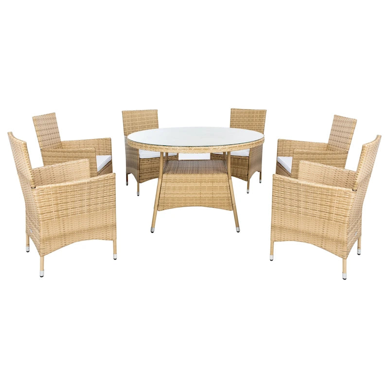 SAFAVIEH Outdoor Sambula, ensemble de salle à manger de patio 7 pièces - 47Wx47Dx29H