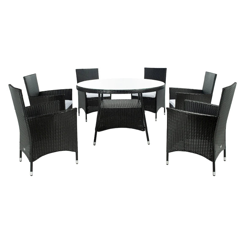 SAFAVIEH Outdoor Sambula, ensemble de salle à manger de patio 7 pièces - 47Wx47Dx29H