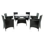 SAFAVIEH Outdoor Sambula, ensemble de salle à manger de patio 7 pièces - 47Wx47Dx29H