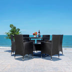 SAFAVIEH Outdoor Sambula, ensemble de salle à manger de patio 7 pièces - 47Wx47Dx29H