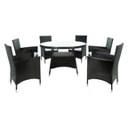 SAFAVIEH Outdoor Sambula, ensemble de salle à manger de patio 7 pièces - 47Wx47Dx29H