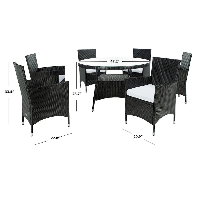 SAFAVIEH Outdoor Sambula, ensemble de salle à manger de patio 7 pièces - 47Wx47Dx29H