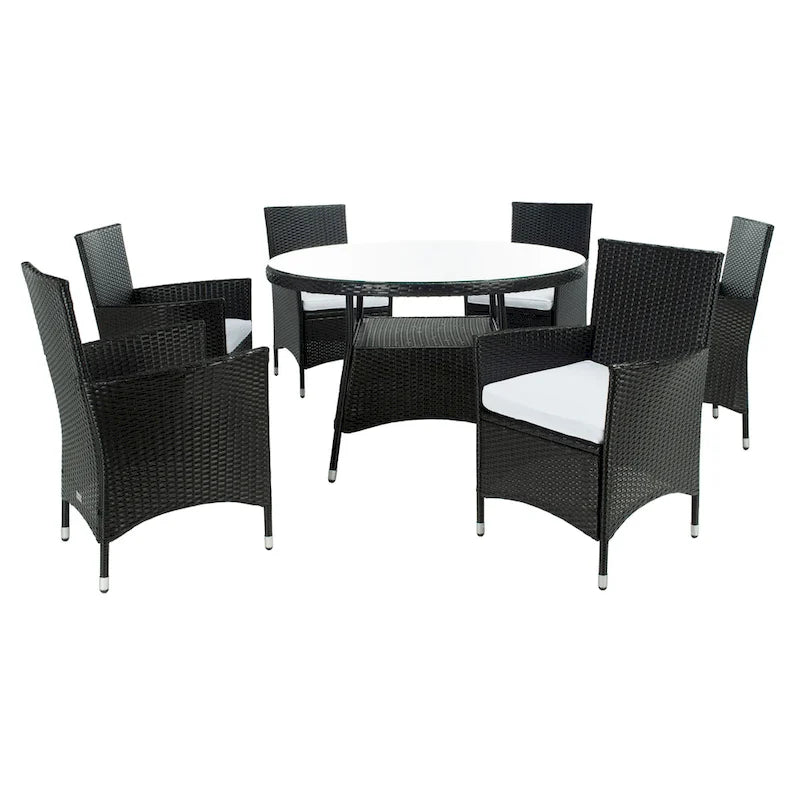 SAFAVIEH Outdoor Sambula, ensemble de salle à manger de patio 7 pièces - 47Wx47Dx29H