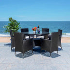 SAFAVIEH Outdoor Sambula, ensemble de salle à manger de patio 7 pièces - 47Wx47Dx29H