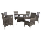 SAFAVIEH Outdoor Sambula, ensemble de salle à manger de patio 7 pièces - 47Wx47Dx29H
