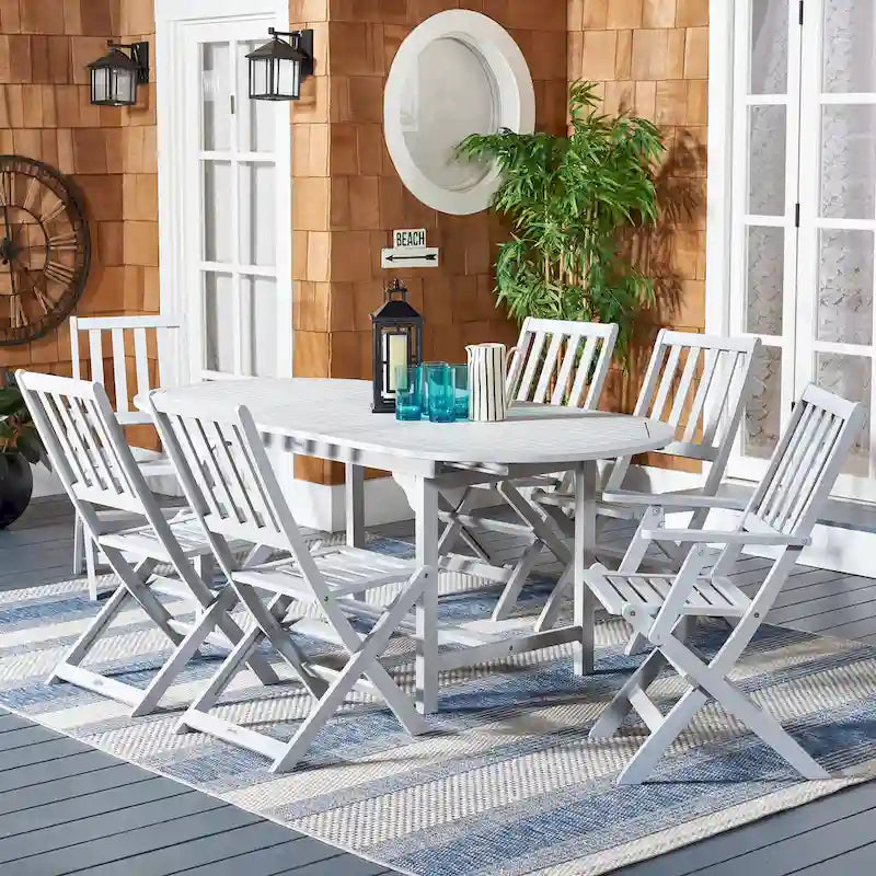 Ensemble de salle à manger d'extérieur extensible 6 chaises 1 table SAFAVIEH Linda - 35Px79Lx30H