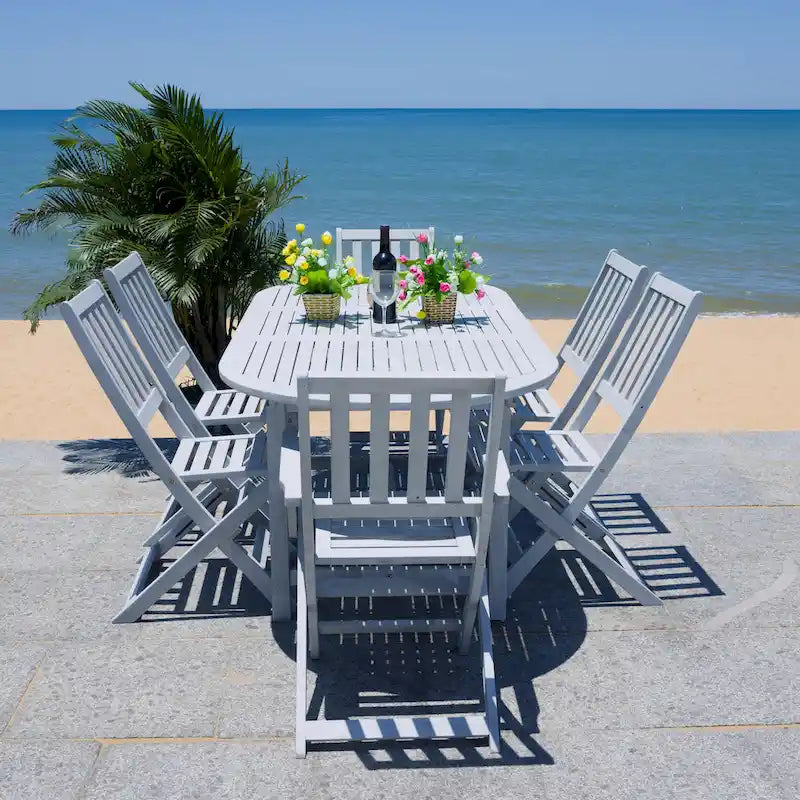 Ensemble de salle à manger d'extérieur extensible 6 chaises 1 table SAFAVIEH Linda - 35Px79Lx30H