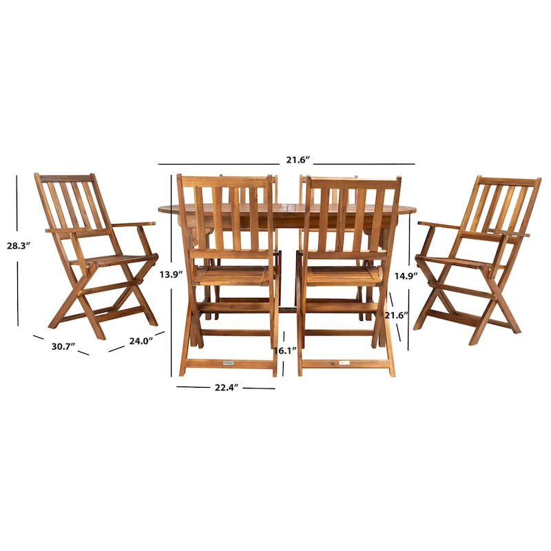 Ensemble de salle à manger d'extérieur extensible 6 chaises 1 table SAFAVIEH Linda - 35Px79Lx30H