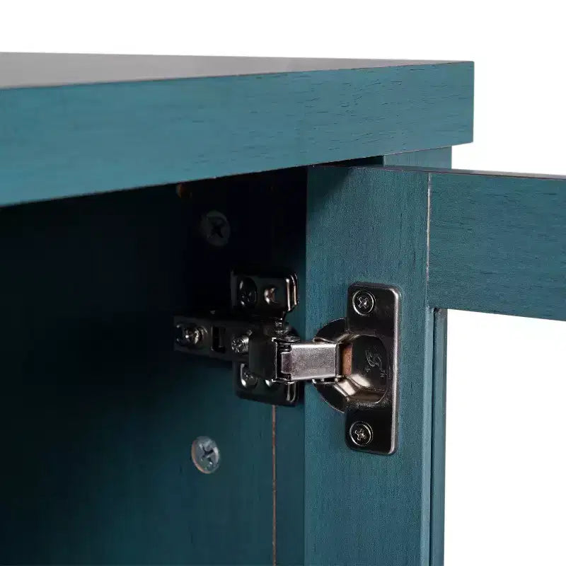 Buffet/bahut Merrick Lane en bois composite avec deux tiroirs et une étagère ouverte, deux portes en verre trempé pour salle à manger/cuisine