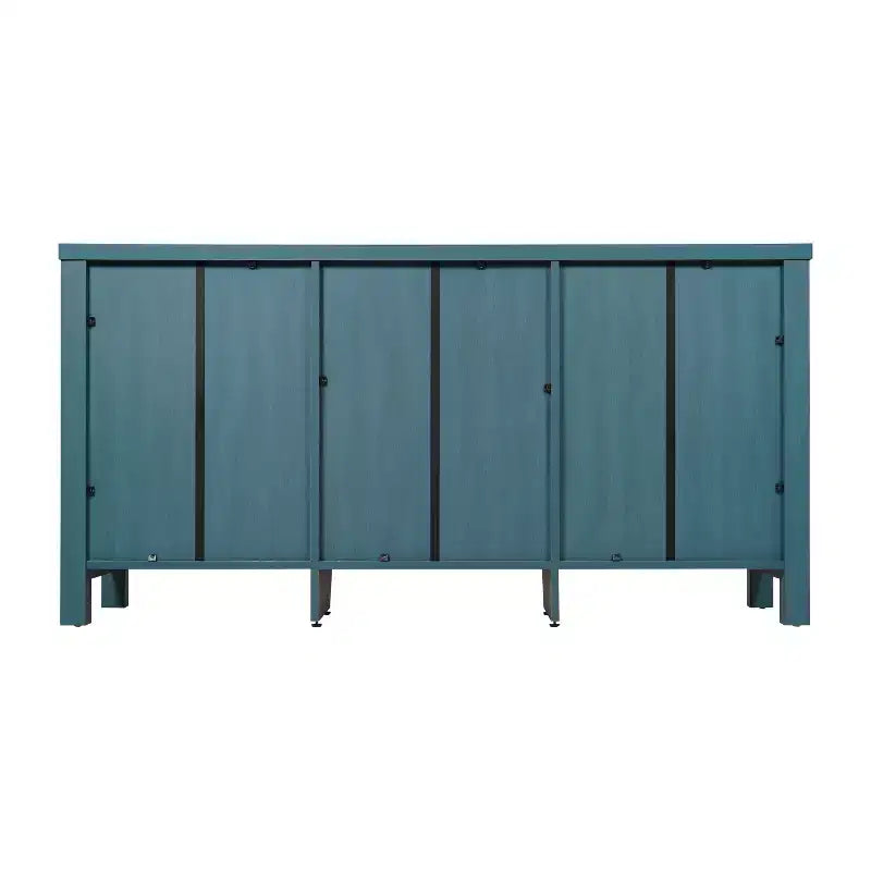 Buffet/bahut Merrick Lane en bois composite avec deux tiroirs et une étagère ouverte, deux portes en verre trempé pour salle à manger/cuisine