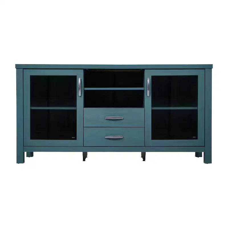 Buffet/bahut Merrick Lane en bois composite avec deux tiroirs et une étagère ouverte, deux portes en verre trempé pour salle à manger/cuisine