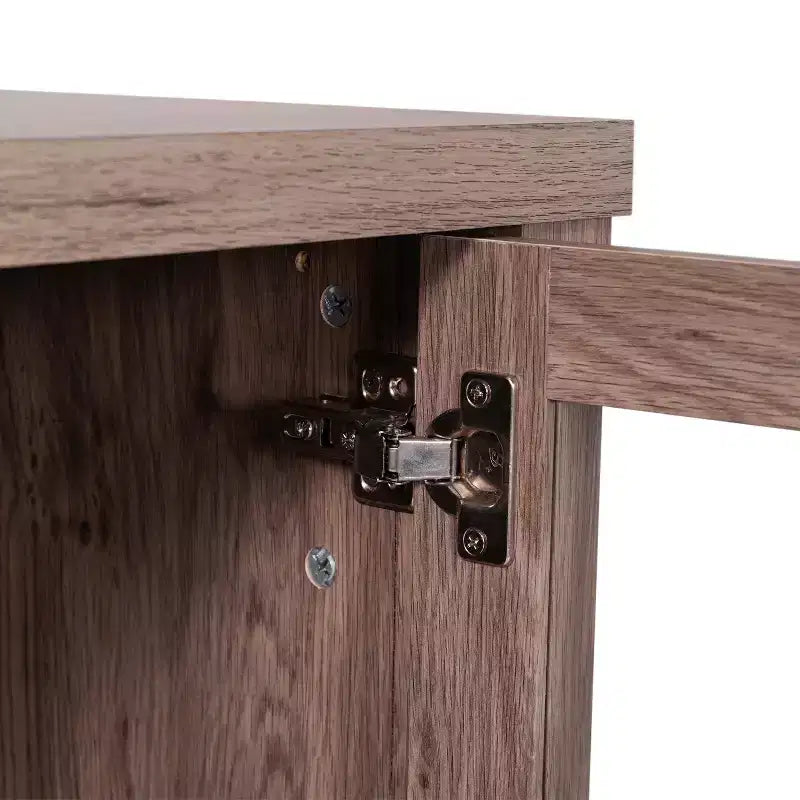 Buffet/bahut Merrick Lane en bois composite avec deux tiroirs et une étagère ouverte, deux portes en verre trempé pour salle à manger/cuisine
