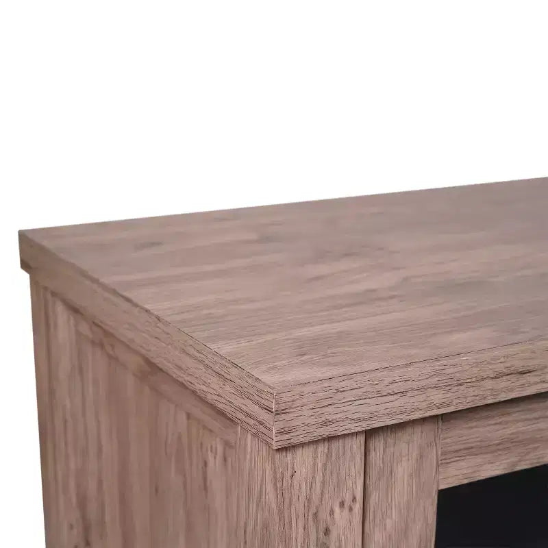 Buffet/bahut Merrick Lane en bois composite avec deux tiroirs et une étagère ouverte, deux portes en verre trempé pour salle à manger/cuisine