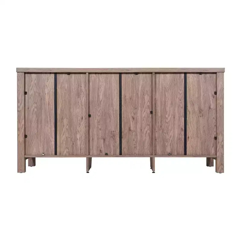 Buffet/bahut Merrick Lane en bois composite avec deux tiroirs et une étagère ouverte, deux portes en verre trempé pour salle à manger/cuisine