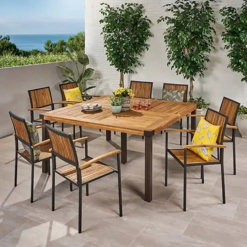 Lankershim Outdoor 8 Seater Acacia Wood Dining Set by Christopher Knight Home