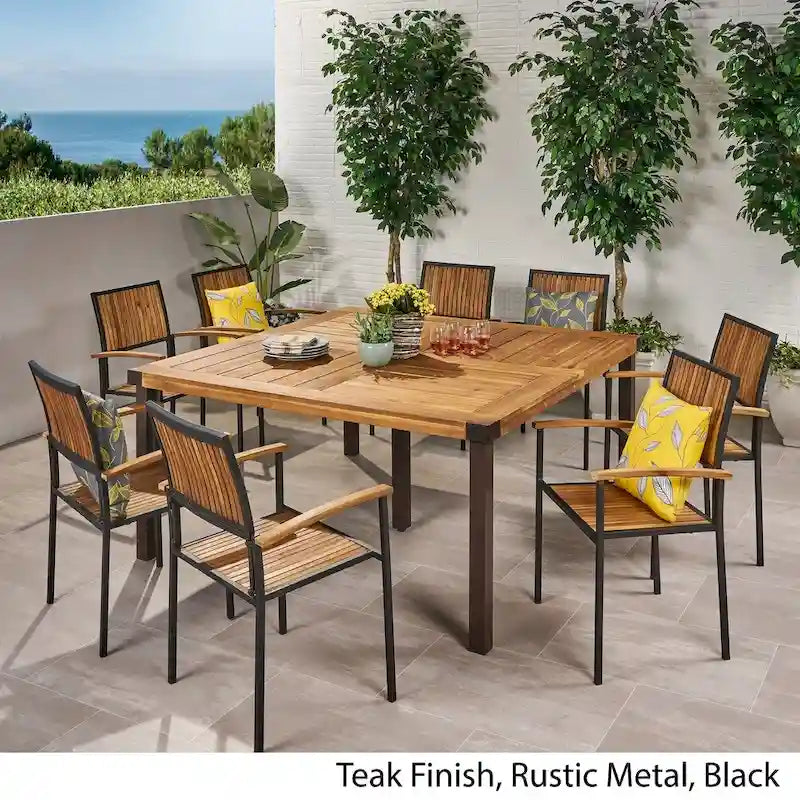 Ensemble de salle à manger d'extérieur Lankershim 8 places en bois d'acacia Christopher Knight Home