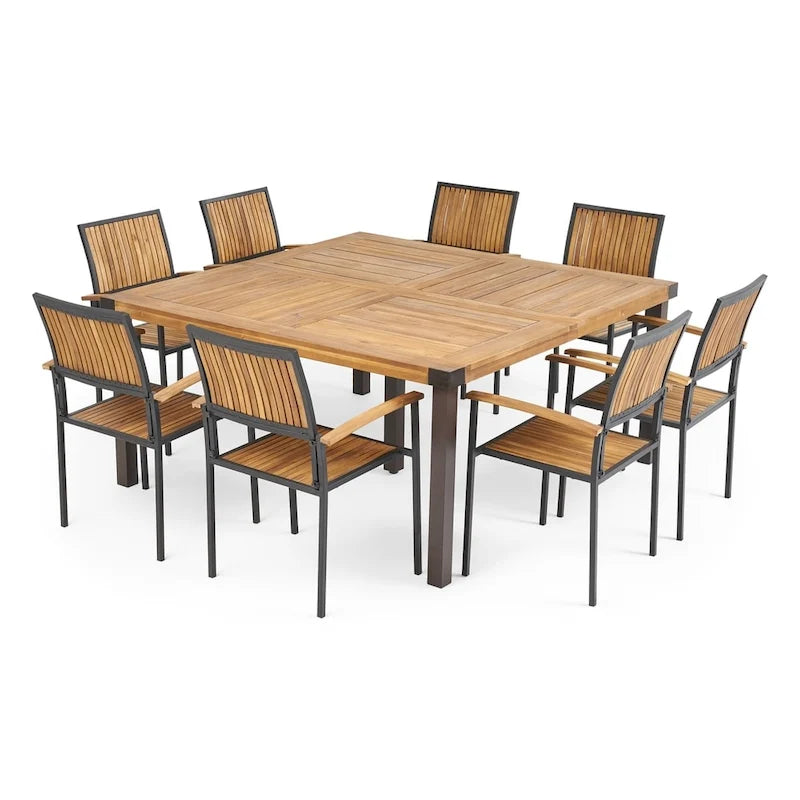 Ensemble de salle à manger d'extérieur Lankershim 8 places en bois d'acacia Christopher Knight Home