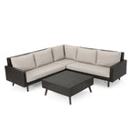 Ensemble de canapé d'angle en osier 4 pièces Tahiti Outdoor avec coussins par Christopher Knight Home