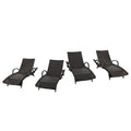 Chaises longues inclinables en osier avec accoudoirs Salem (lot de 4) par Christopher Knight Home