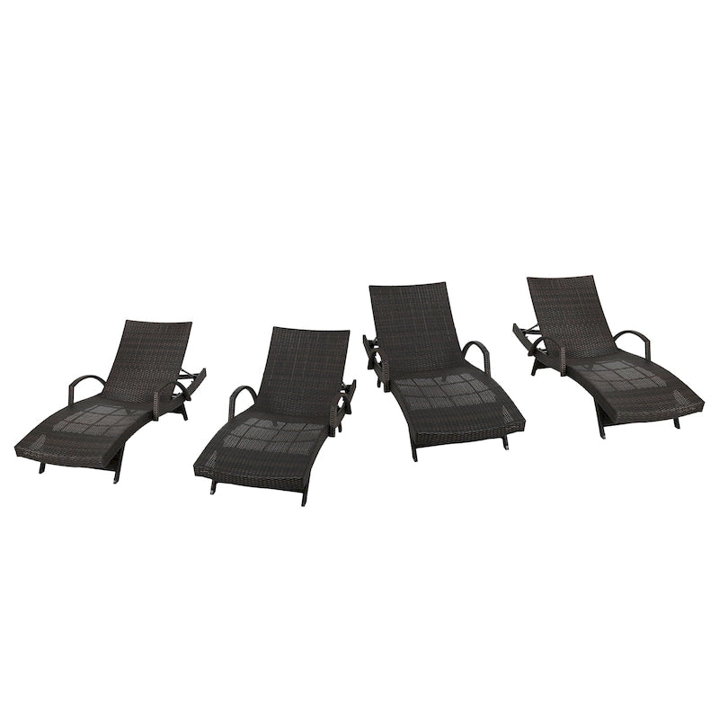 Chaises longues inclinables en osier avec accoudoirs Salem (lot de 4) par Christopher Knight Home