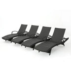 Chaises longues inclinables en osier avec accoudoirs Salem (lot de 4) par Christopher Knight Home