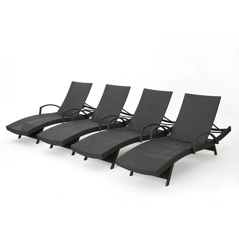 Chaises longues inclinables en osier avec accoudoirs Salem (lot de 4) par Christopher Knight Home