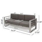 Ensemble canapé trois places en aluminium et pouf d'extérieur Cape Coral avec tables d'appoint par Christopher Knight Home