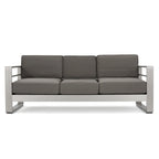 Ensemble canapé trois places en aluminium et pouf d'extérieur Cape Coral avec tables d'appoint par Christopher Knight Home