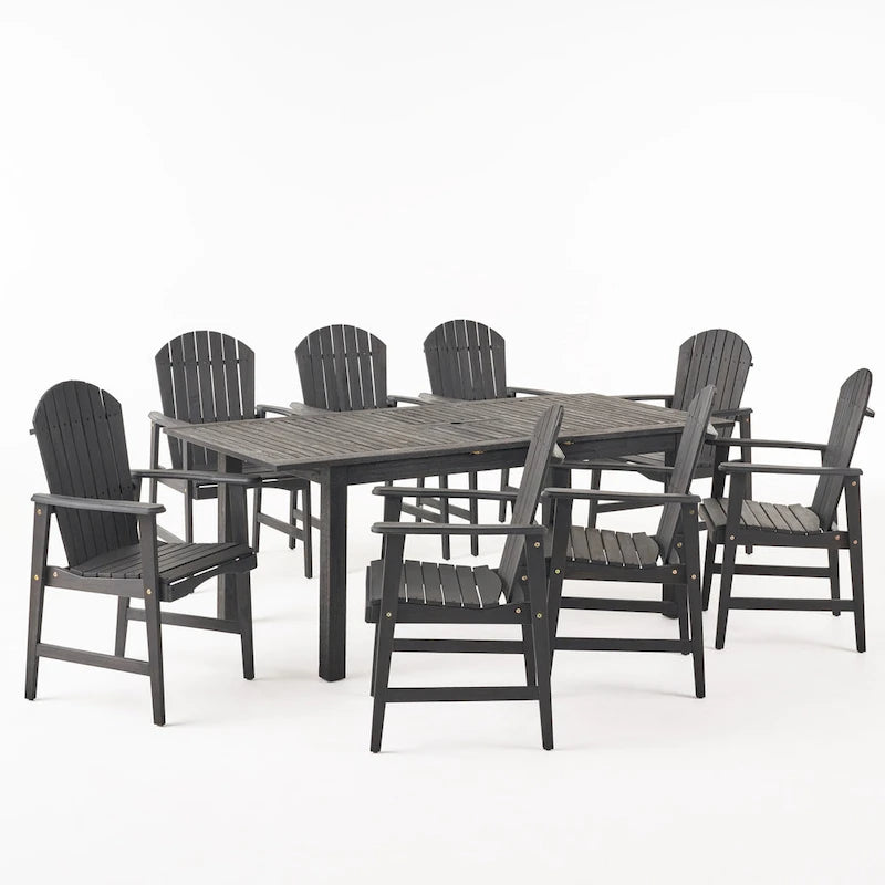 Ensemble de salle à manger Mantero Outdoor Adirondack 8 places en bois d'acacia de Christopher Knight Home