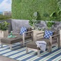 Ensemble de conversation en aluminium 2 places avec fauteuils de club et poufs pour l'extérieur Cape Coral de Christopher Knight Home