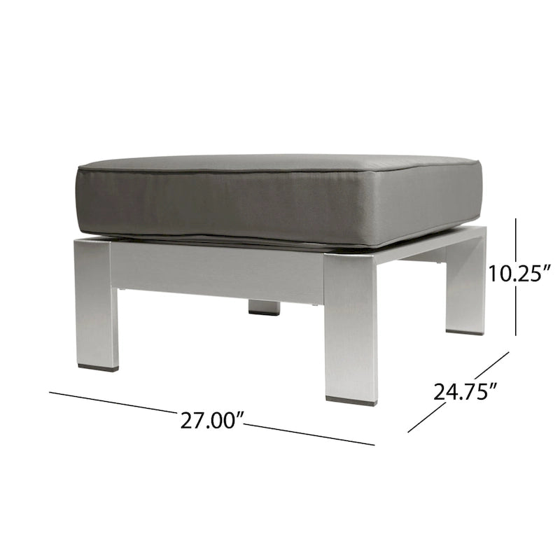 Ensemble de conversation en aluminium 2 places avec fauteuils de club et poufs pour l'extérieur Cape Coral de Christopher Knight Home