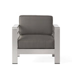 Ensemble de conversation en aluminium 2 places avec fauteuils de club et poufs pour l'extérieur Cape Coral de Christopher Knight Home