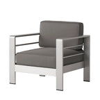 Ensemble de conversation en aluminium 2 places avec fauteuils de club et poufs pour l'extérieur Cape Coral de Christopher Knight Home