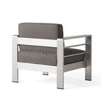 Ensemble de conversation en aluminium 2 places avec fauteuils de club et poufs pour l'extérieur Cape Coral de Christopher Knight Home