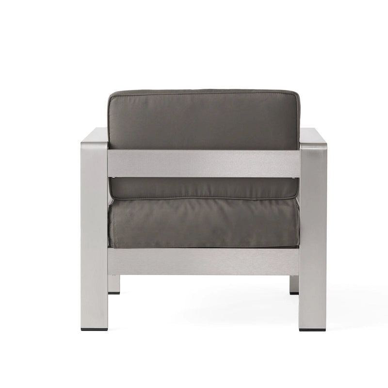 Ensemble de conversation en aluminium 2 places avec fauteuils de club et poufs pour l'extérieur Cape Coral de Christopher Knight Home
