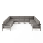 Canapé d'angle d'extérieur en aluminium en U pour 11 personnes, par Christopher Knight Home, Cape Coral